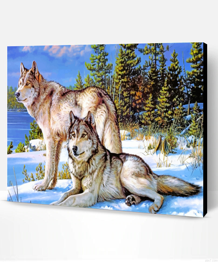 Wolves In Snow Painting By Numberss.png