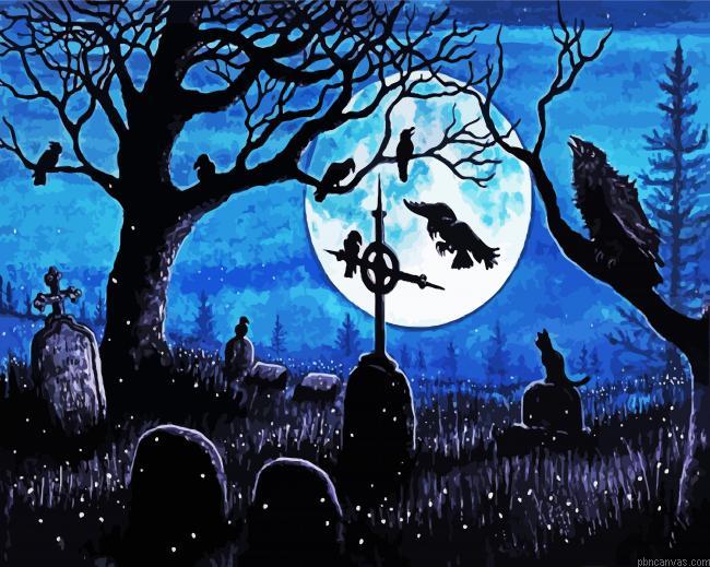 Crows in graveyard painting by numbers.jpeg