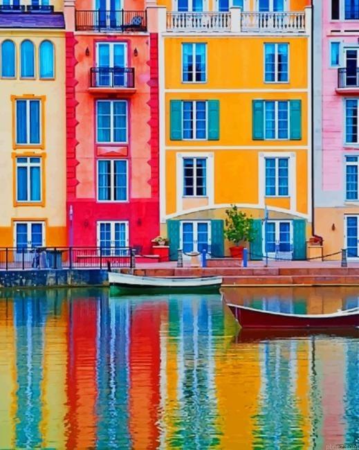 Colorful Buildings In Italy Paint By Numbers