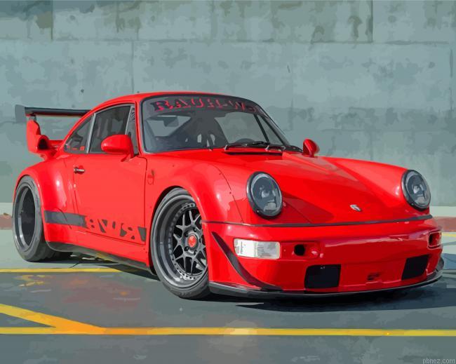 Red Rwb Porsche Car Paint By Numbers.jpeg