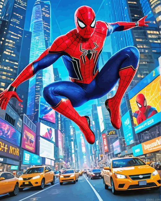 Spider Man In Times Square Paint By Numbers