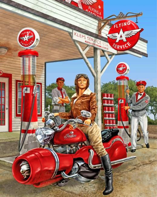 Motorcyclist Woman Painting by Numbers motorbikes