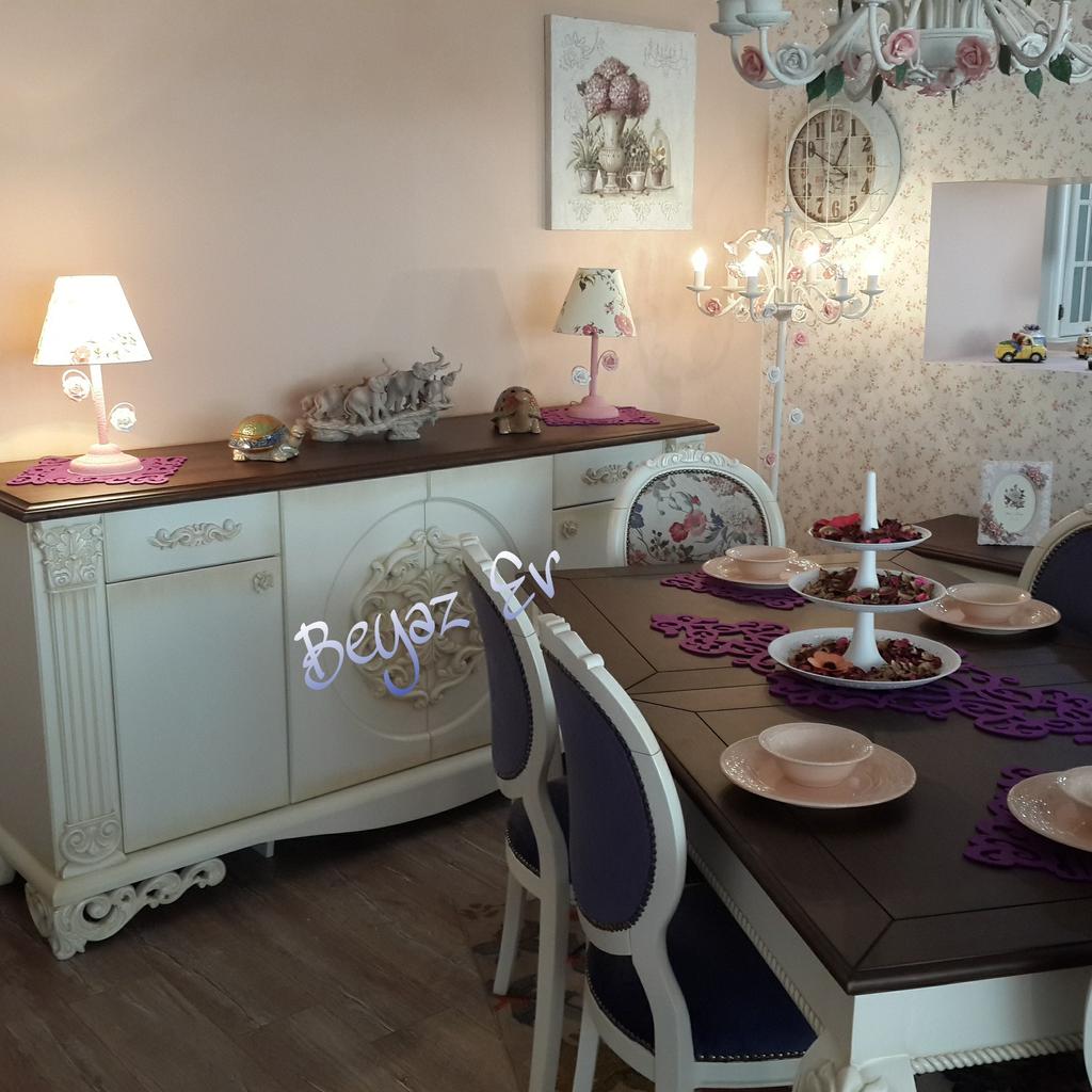 Angela Beyaz Yemek Odasi Takimi