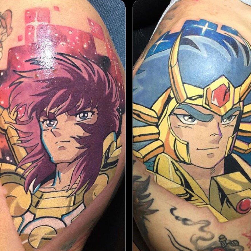 Cavaleiros do zodiaco shiryu tatuagem Pegasus 4ever A Serenidade Do Dragao Negro Agora Colorida O