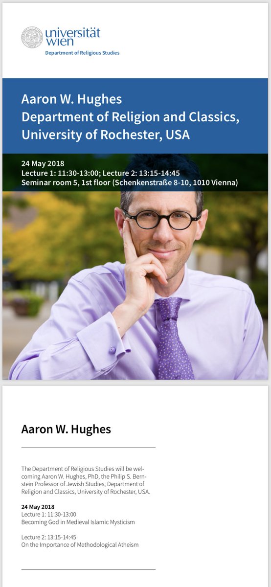Rels Vienna On Twitter We Re Happy To Welcome Prof Aaron Hughes To The Department On May 24 Univienna
