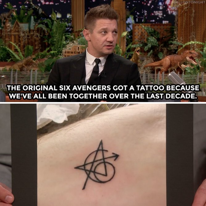 The Tonight Show On Twitter: ".@Renner4Real And The Original Six @Avengers Stars Got A Tattoo To Commemorate Their Friendship: Https://T.co/Ezq5Rpdl0M Https://T.co/Qjiyhhqwib" / Twitter 668_x_667_jpg