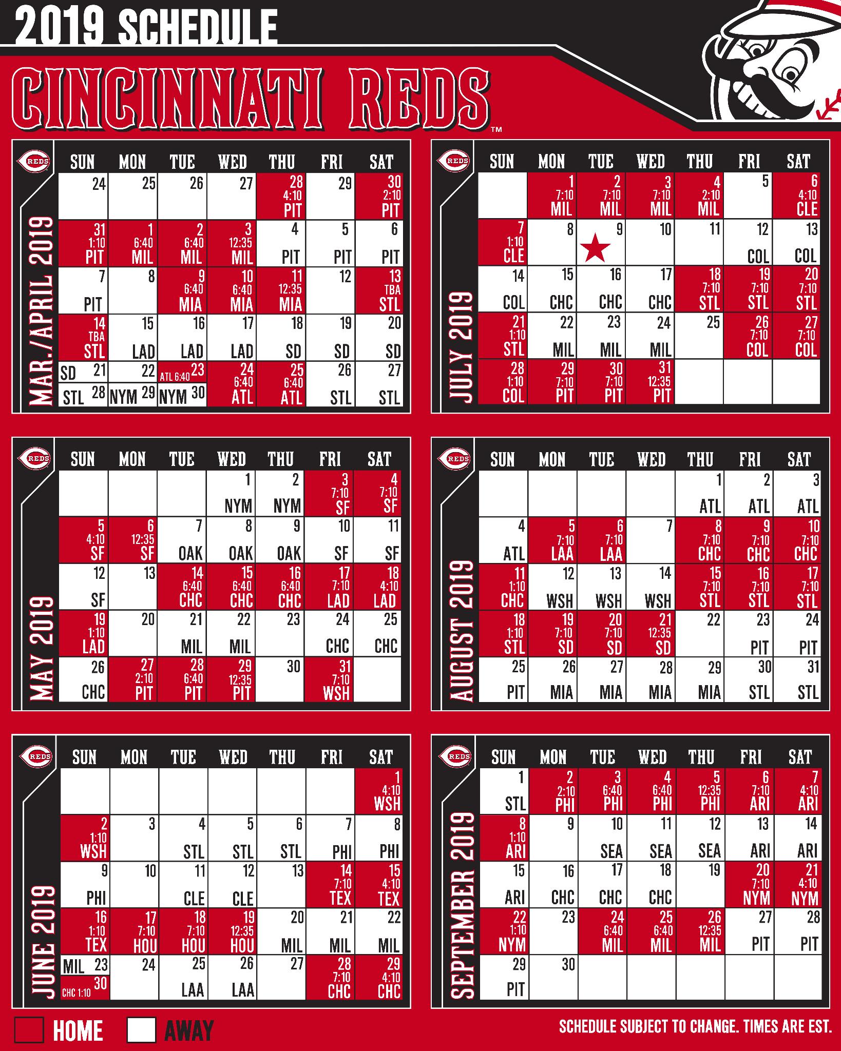 Cincinnati reds schedule 2021 printable