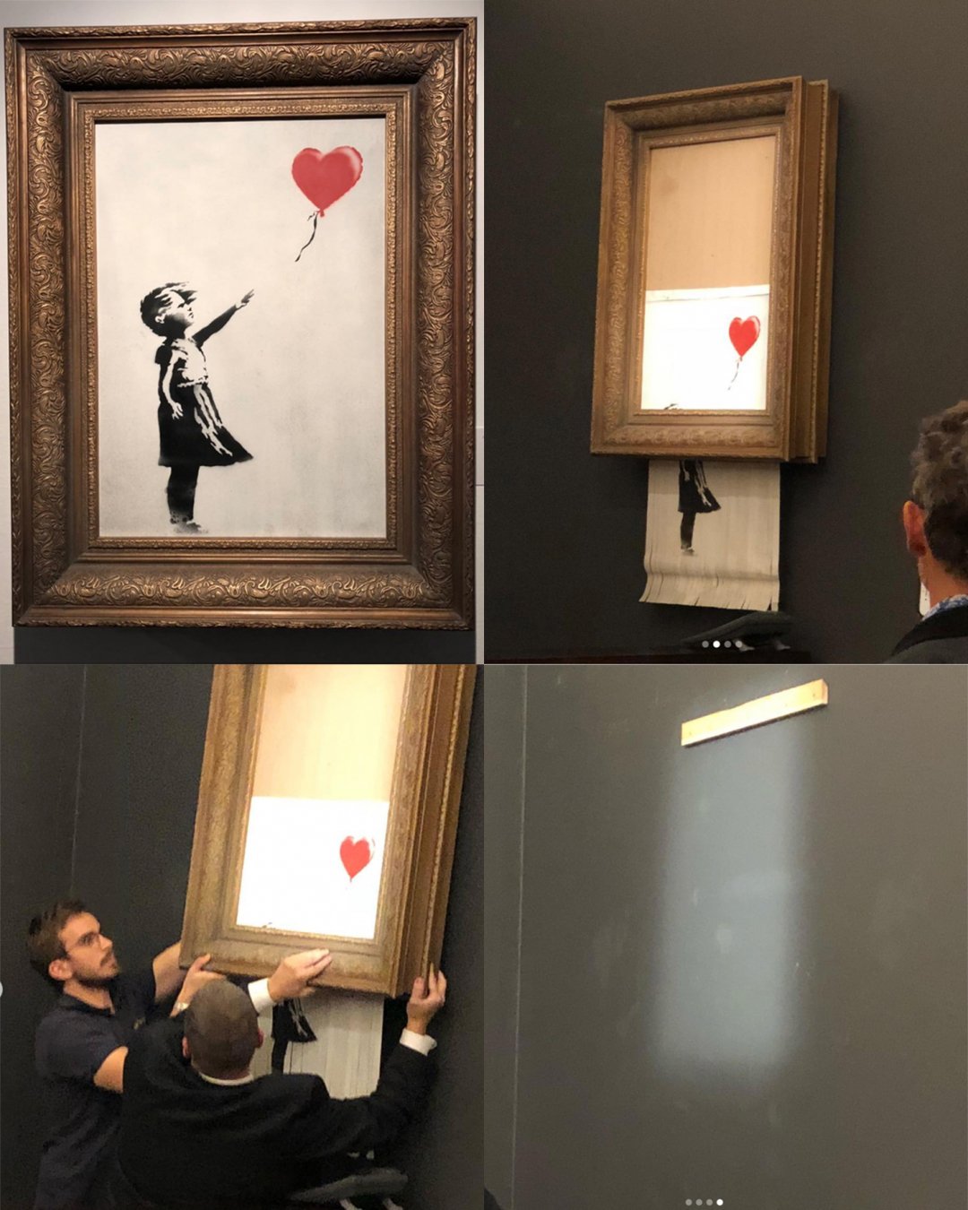 Jordi Van De Bovenkamp On Twitter Hahaaa Wat Een Actie Van Kunstenaar Banksy Gister Werd In Sotheby S Londen Een Doek Van Banksy Geveild Voor Ruim 1 1 Miljoen Euro Na De Slag Van