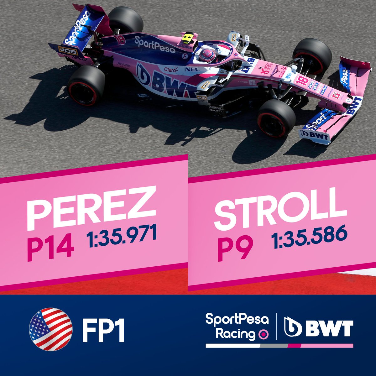 Sportpesa Racing Point F1 Team On Twitter Fp1 At Cota