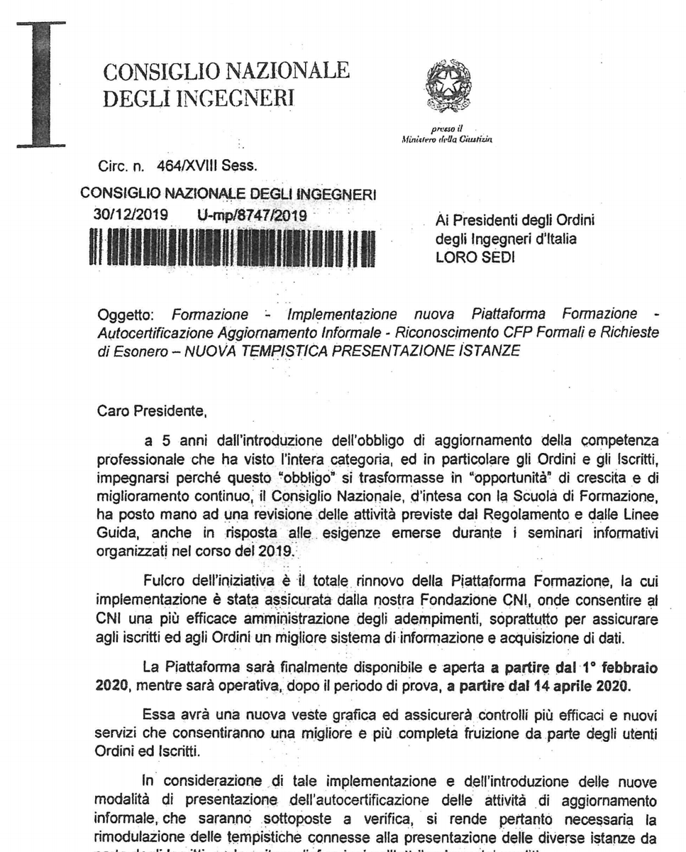 Ordine Degli Ingegneri Della Provincia Di Roma On Twitter: "Piattaforma Cni - Nuova Tempistica Presentazione Istanze (Autocertificazione 15 Cfp, Esoneri E Aggiornamento Formale). Link:https://T.co/Tbblhtxqdq Https://T.co/7Hhabwnpl5" / Twitter 1200_x_967_png