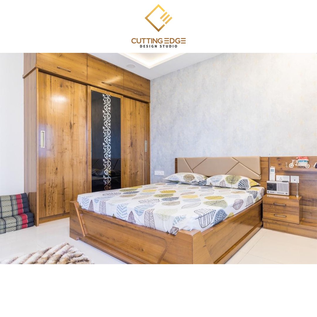 Cutting Edge Design Studio On Twitter The Headboard Upholstered In Leather And A Side Table In Veneer A Sober And Cozy Bedroom Designed For One Of Our Clients At Sarovar Grande Homebycuttingedgedesignstudio