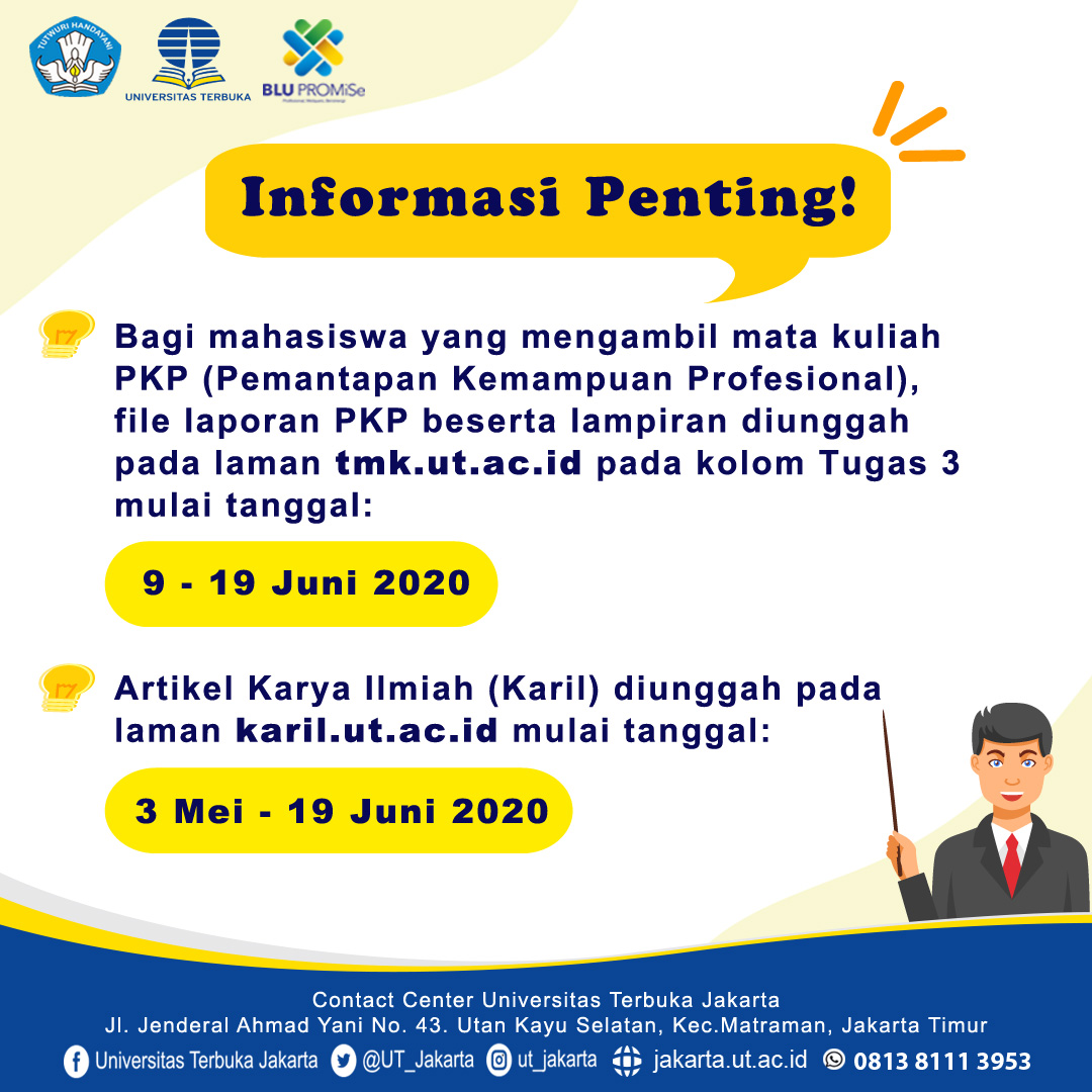 Pada semester 7 untuk mata kuliah eksi4560 mahasiswa. Ut Jakarta On Twitter Halo Sobatutjkt Ada Beberapa Hal Yang Perlu Diperhatikan Mahasiswa Pertama Kewajiban Unggah Laporan Pkp Di Laman Https T Co Itflocfucd 9 Hingga 19 Juni 2020 Kedua Artikel Karya Ilmiah Karil Diunggah
