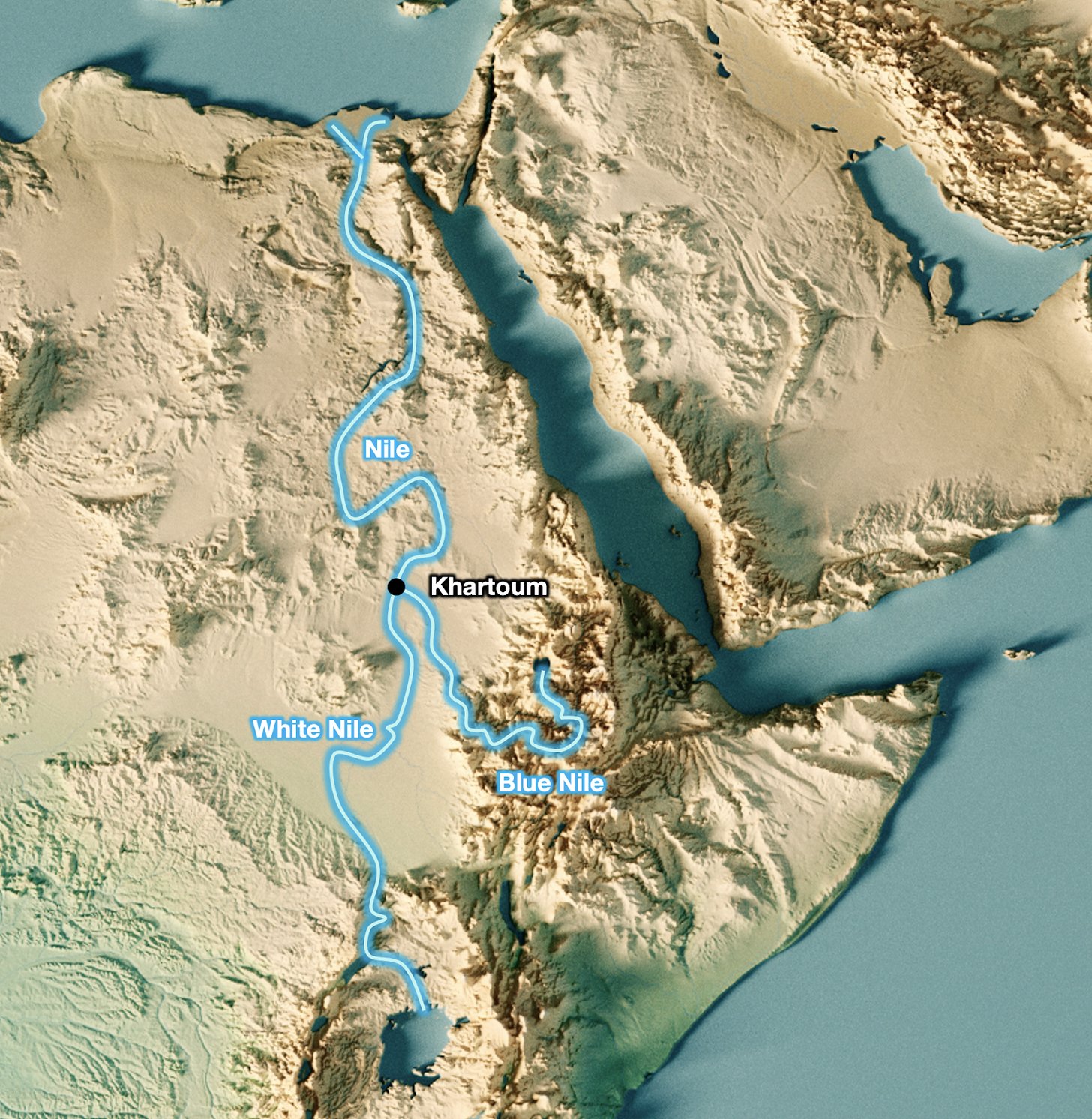 White Nile River Map Africa Large.