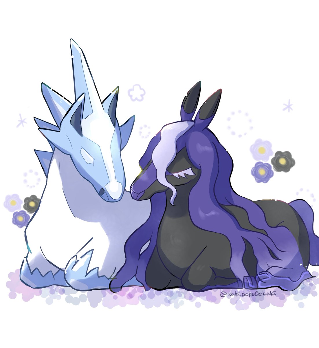 ポケモン「おすわり準伝説ポケモン はくば(ブリザポス)&こくば(レイスポス)」|*SAKI*の