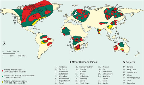 Statsglobe Diamond Mines Across World 
