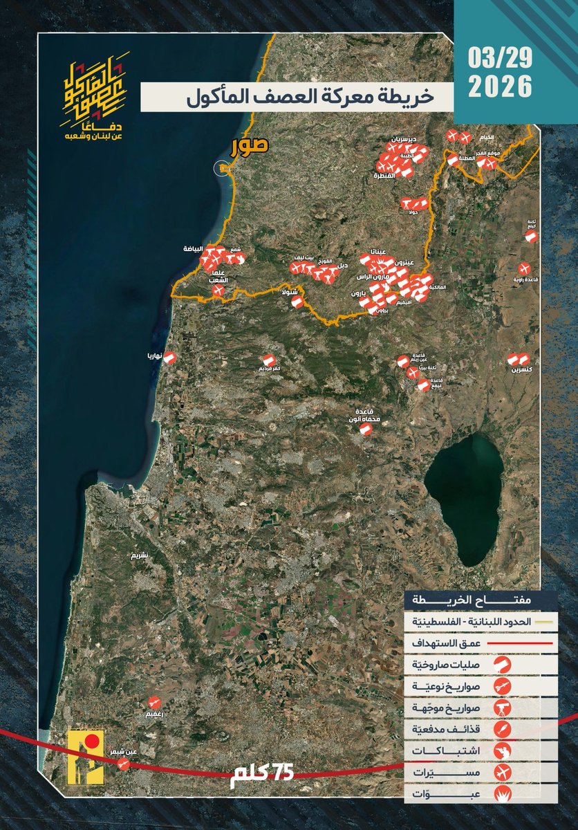 Map Showing The Targets Of The Islamic Resistance In The Occupied Lands 