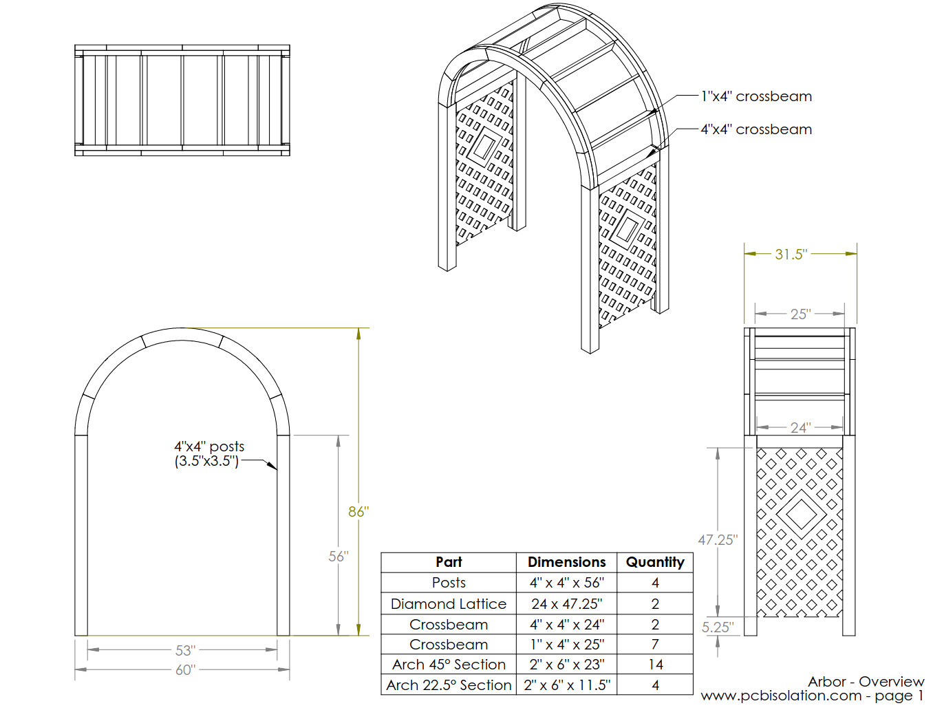 Wooden garden/wedding arbor plans