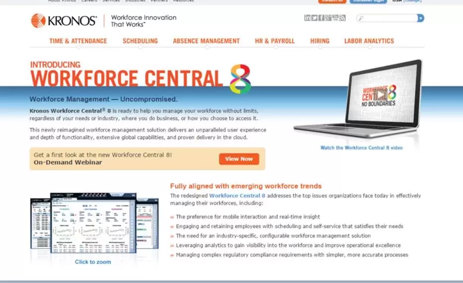 Kronos Reinventa la Administración de la Fuerza Laboral con Workforce Central 8