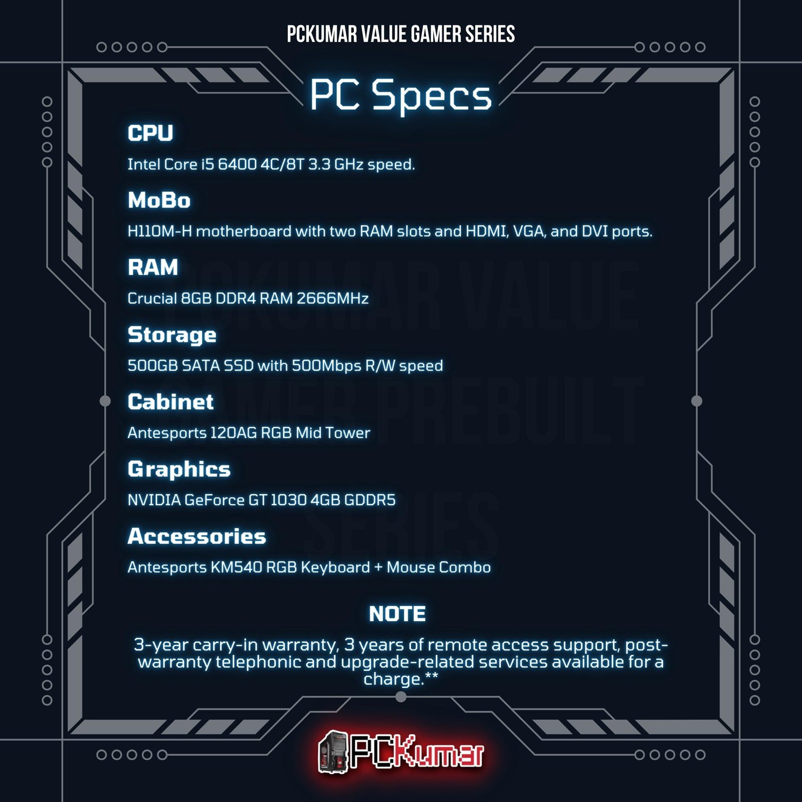 Value Gaming with Intel i5 6th + RX 580 8GB - PCKumar Infotech