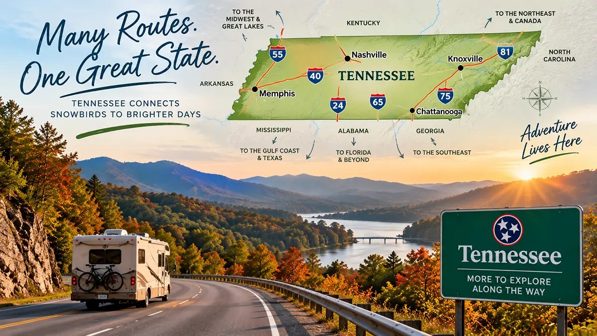 Tennessee and I-40 is an important crossroad for snowbird RVers
