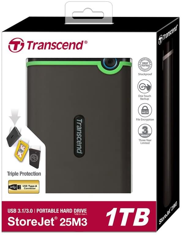 Transcend 4TB USB 3.1 Gen 1 StoreJet 25H3B SJ25H3B Rugged External
