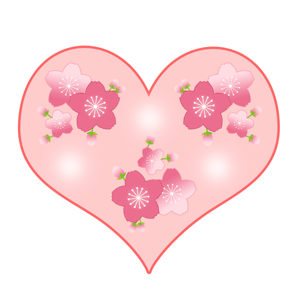 トランプ柄とモモの花のイラスト 5種 P D Present