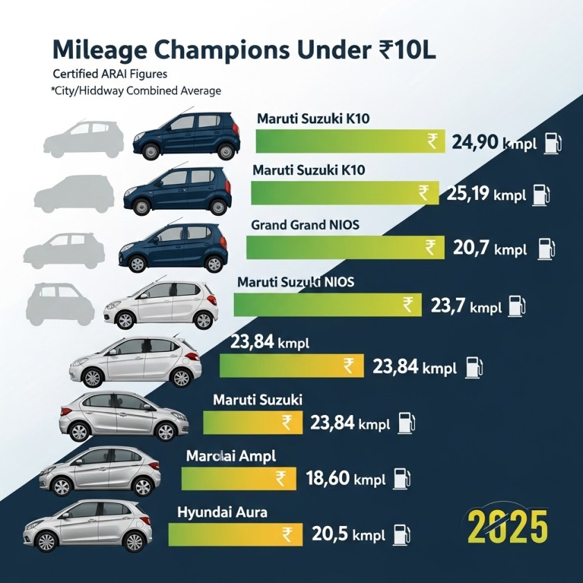 Best Mileage Cars in India Under ₹10 Lakh – 2025 List - Supporting Image
