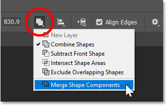 How to Draw Custom Shapes in Photoshop 269 Choosing Merge Shape Components from the Path Operations menu.
