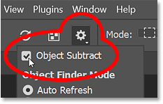Using the Object Selection Tool and Object Finder in Photoshop 2022 98 The Object Subtract option for the Object Selection Tool in Photoshop 2022