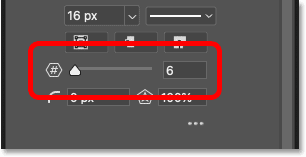 Using the Shape Tools in Photoshop CC 2021 175 The Number of Sides option for the polygon shape in Photoshop's Properties panel