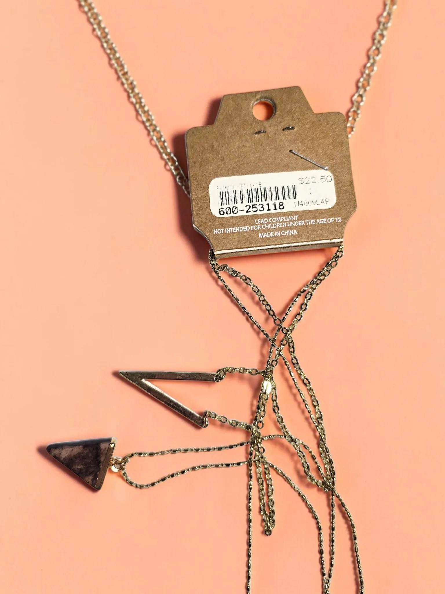 Bohme Boho Layered Gold Chain Necklace Chevron Bar & Geometric Gem Pendant image 3