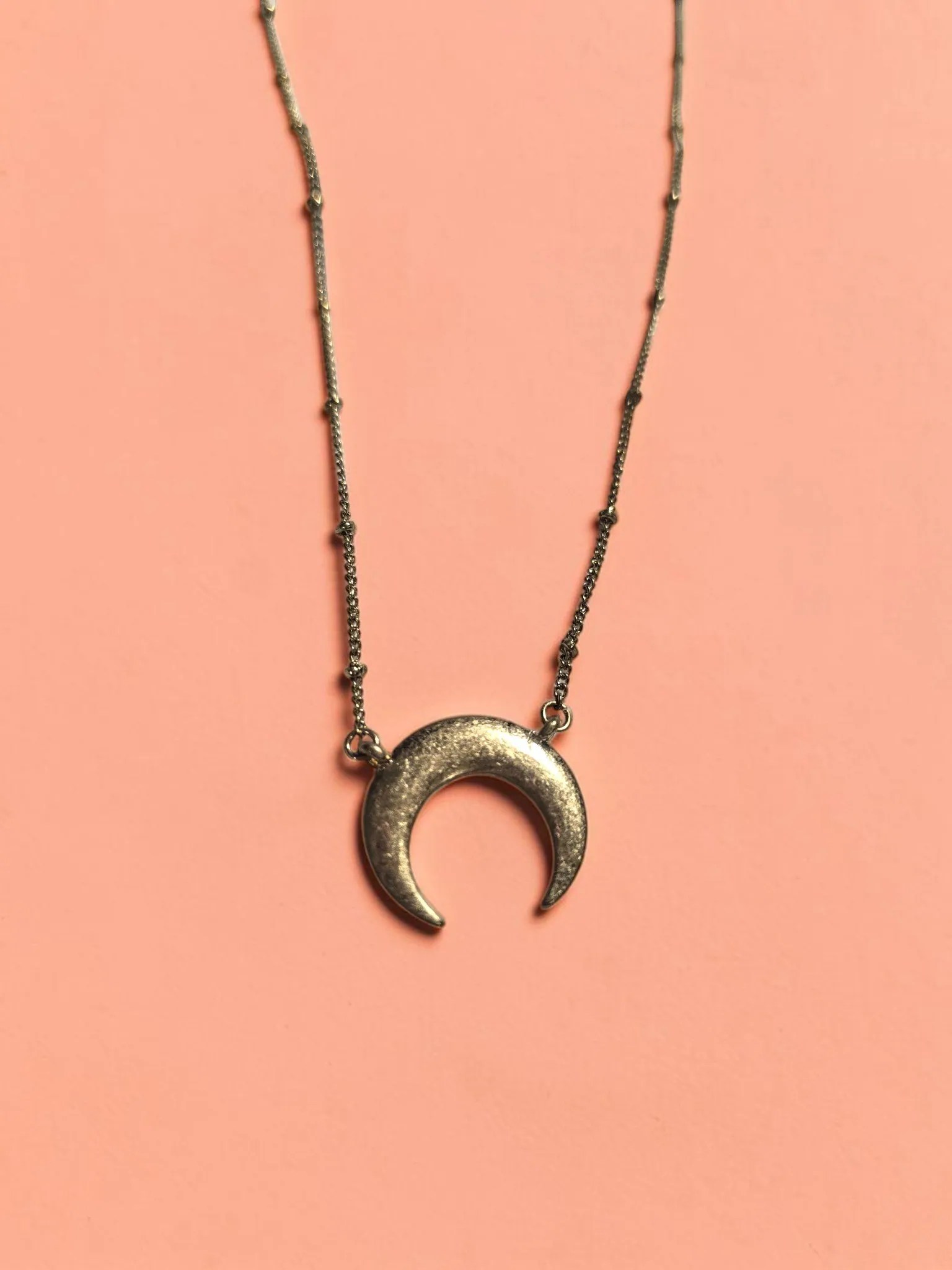 Bohme Boho Textured Crescent Moon Pendant Necklace Burnished Gold Tone image 2