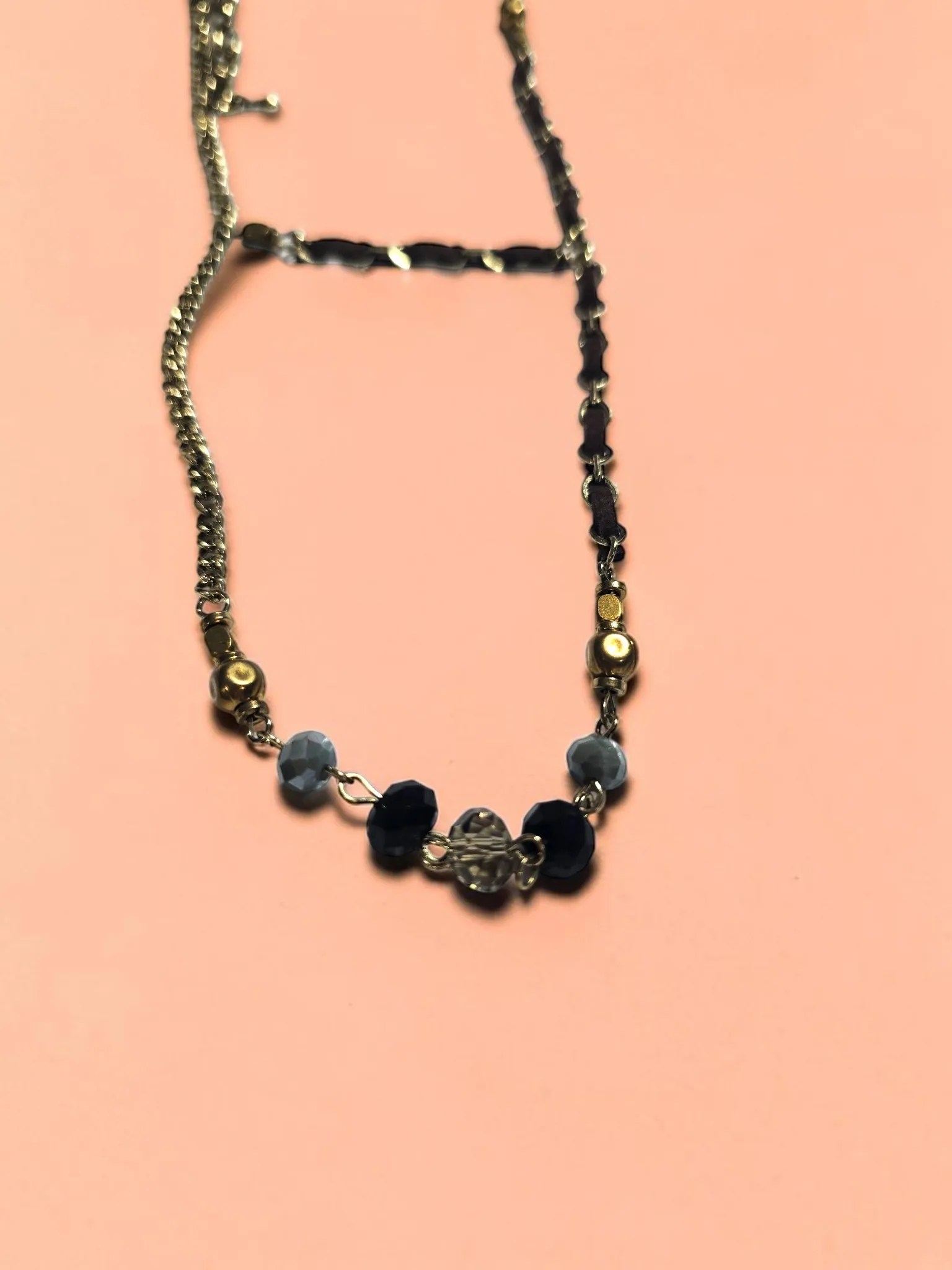 Bohme Antique Gold Faceted Glass Bead Layered Chain Necklace Whimsigoth image 2