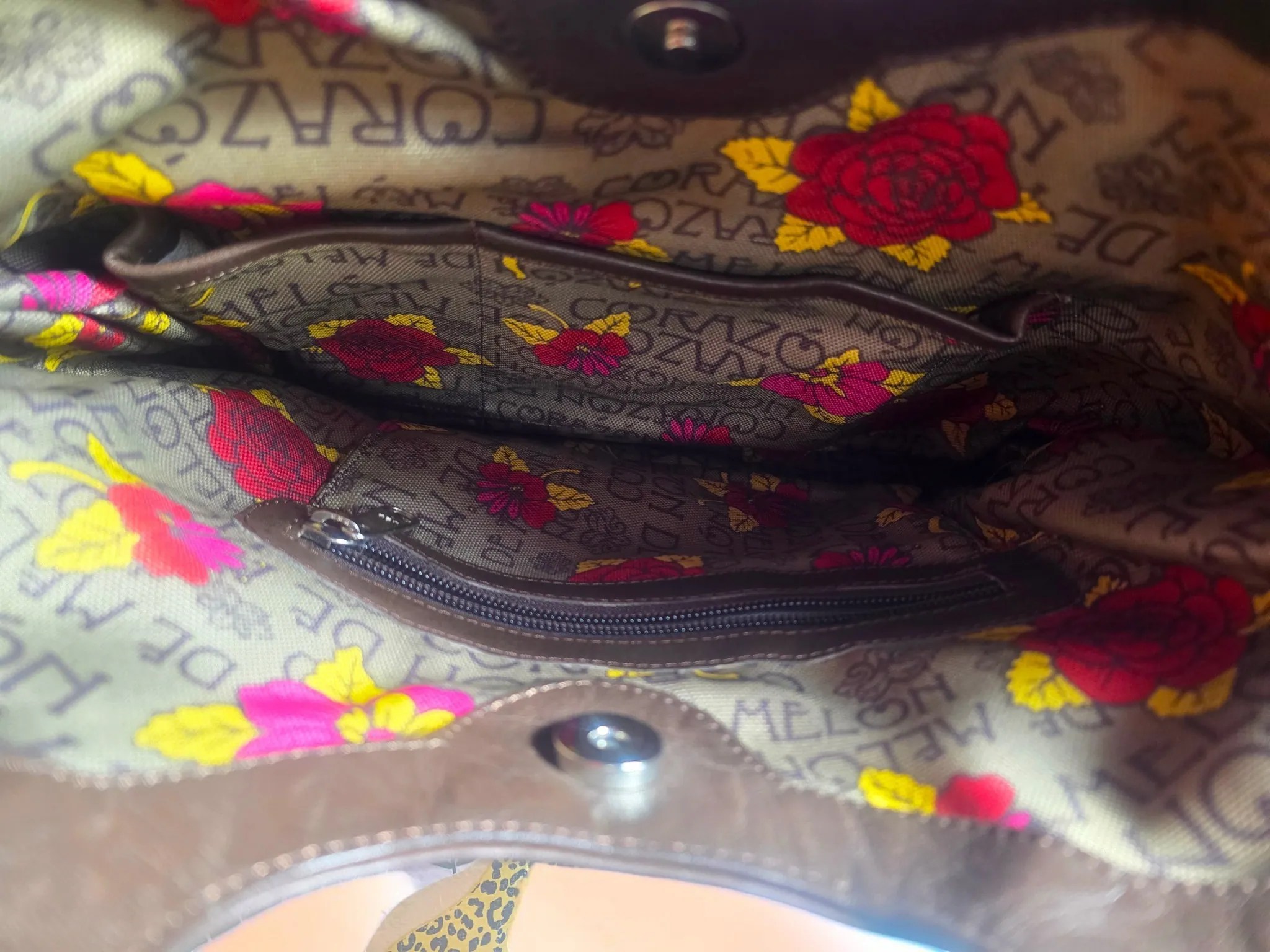 Corazón de Melón Mexican Floral Tapestry Satchel Bag Cutout Handles Chain Strap image 6