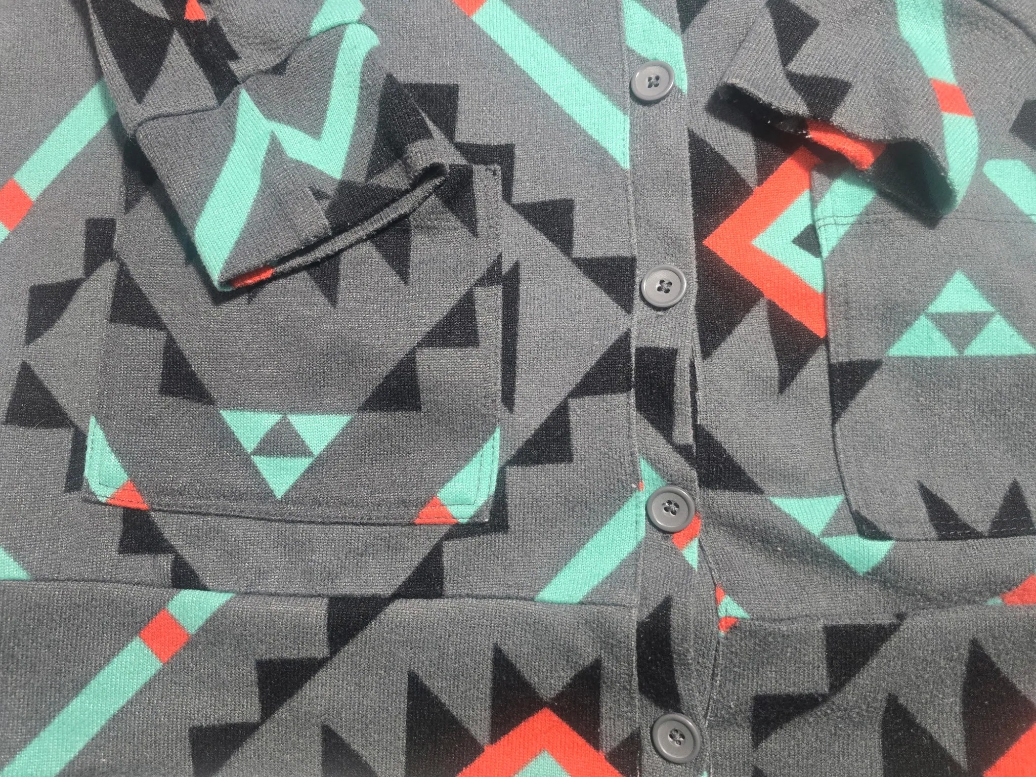 Nollie Size Small Southwestern Aztec Geometric Knit Button Cardigan Sweater Gray Mint image 2