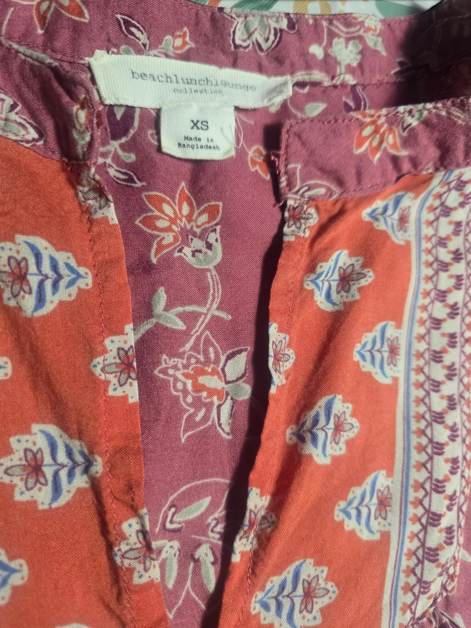 Beachlunchlounge Size XS Floral Sleeveless Tunic Top Ruffle Hem Notch Neck Boho image 2