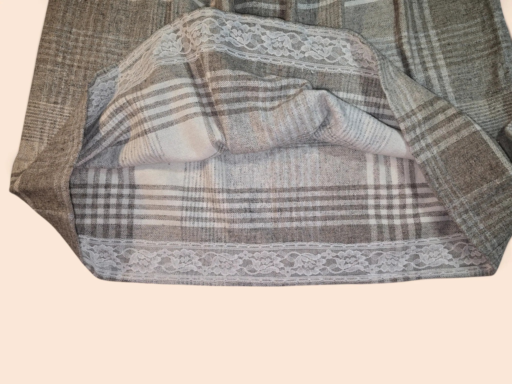 Vintage 70s Bentley Neutral Plaid Midi Skirt Pockets Beige Taupe Wool Blend image 3