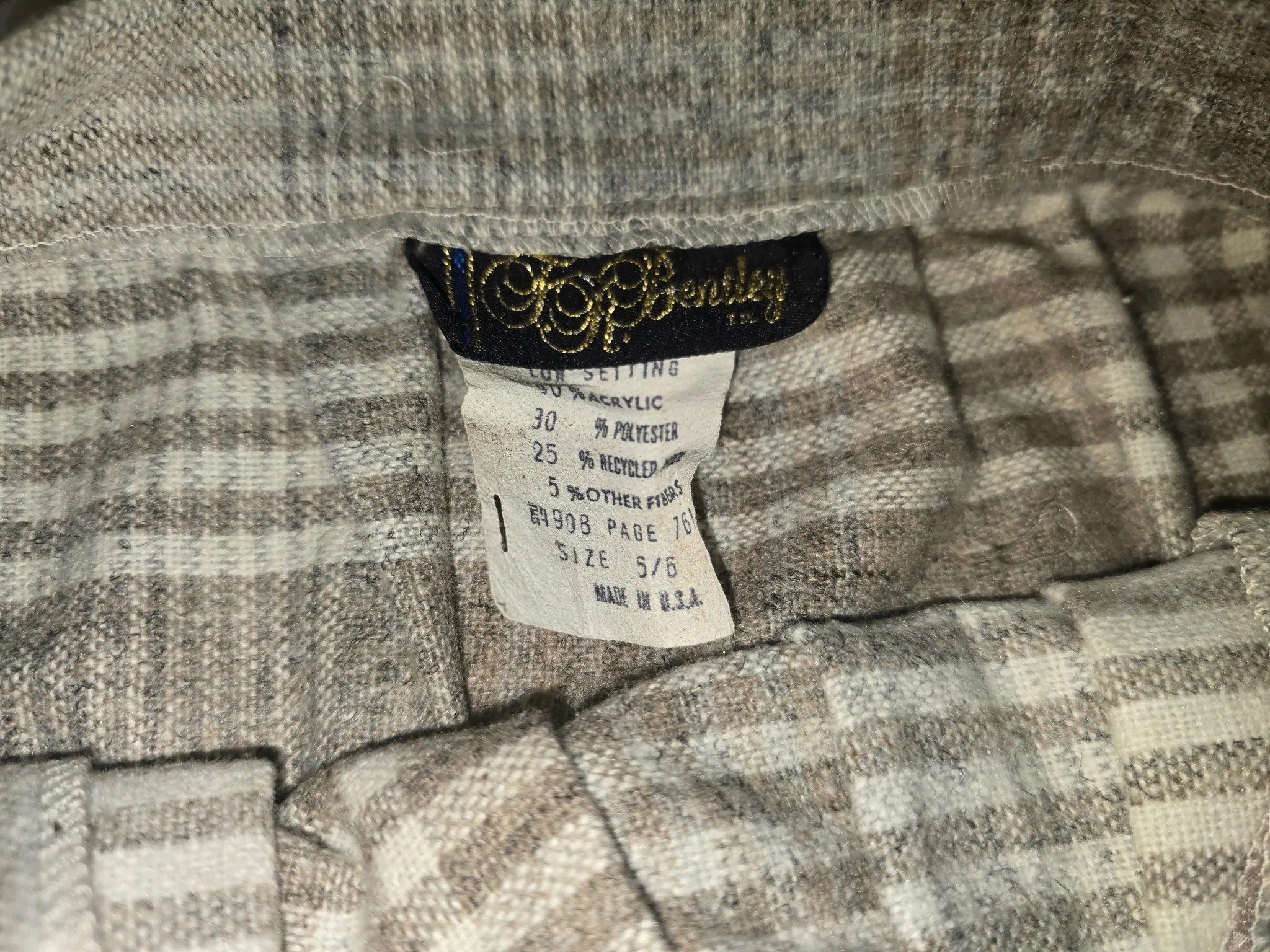 Vintage 70s Bentley Neutral Plaid Midi Skirt Pockets Beige Taupe Wool Blend image 4