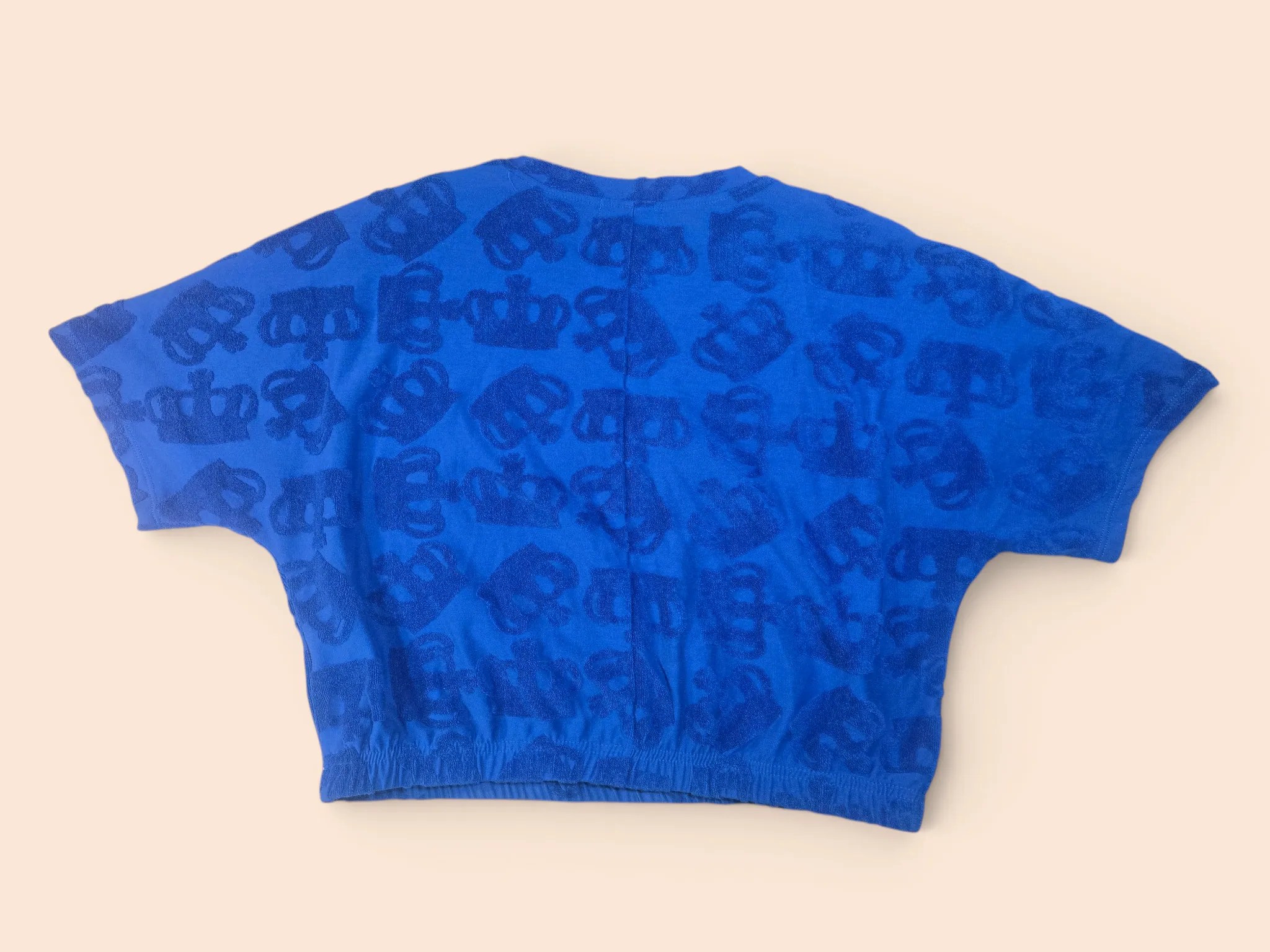 Juicy Couture Y2K Style Embossed Crown Logo Terrycloth Short Sleeve Crop Top L image 5