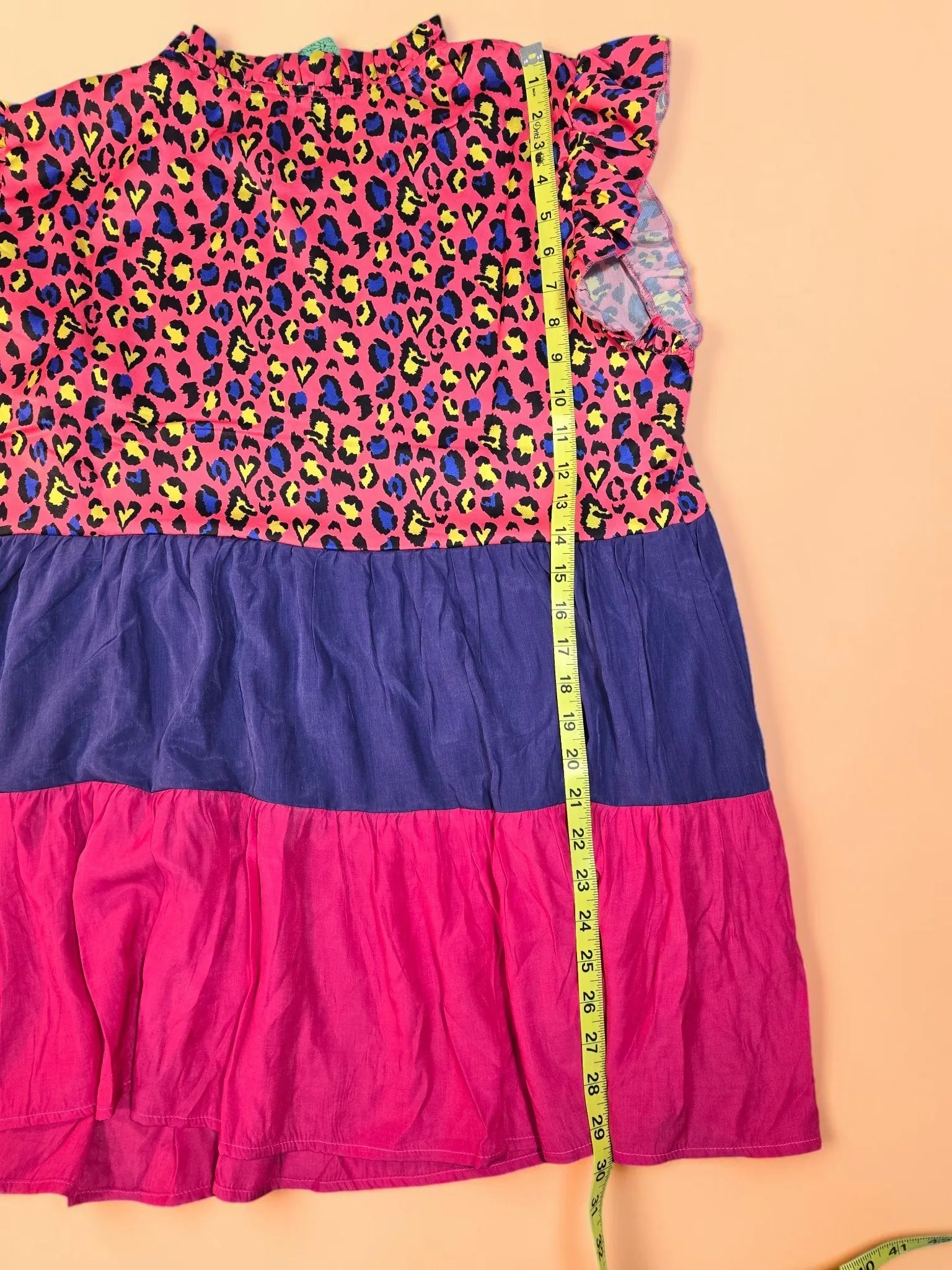 Sunshine & Rodeos Tiered Tunic Top Large Multi Leopard Print Ruffle Sleeve image 5