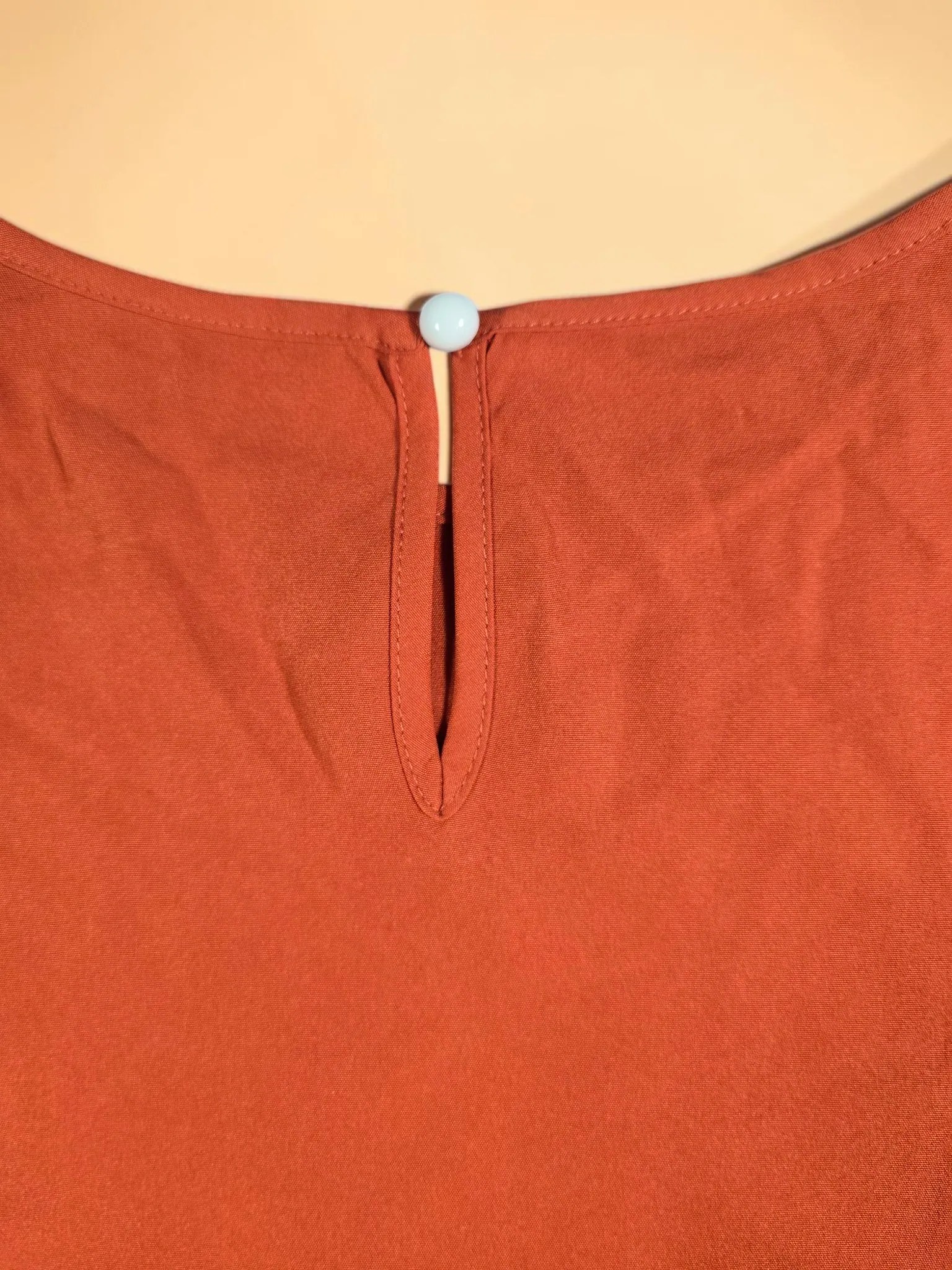 Ruffled Sleeve Terracotta Top Rust Orange Blouse - Size Large image 5