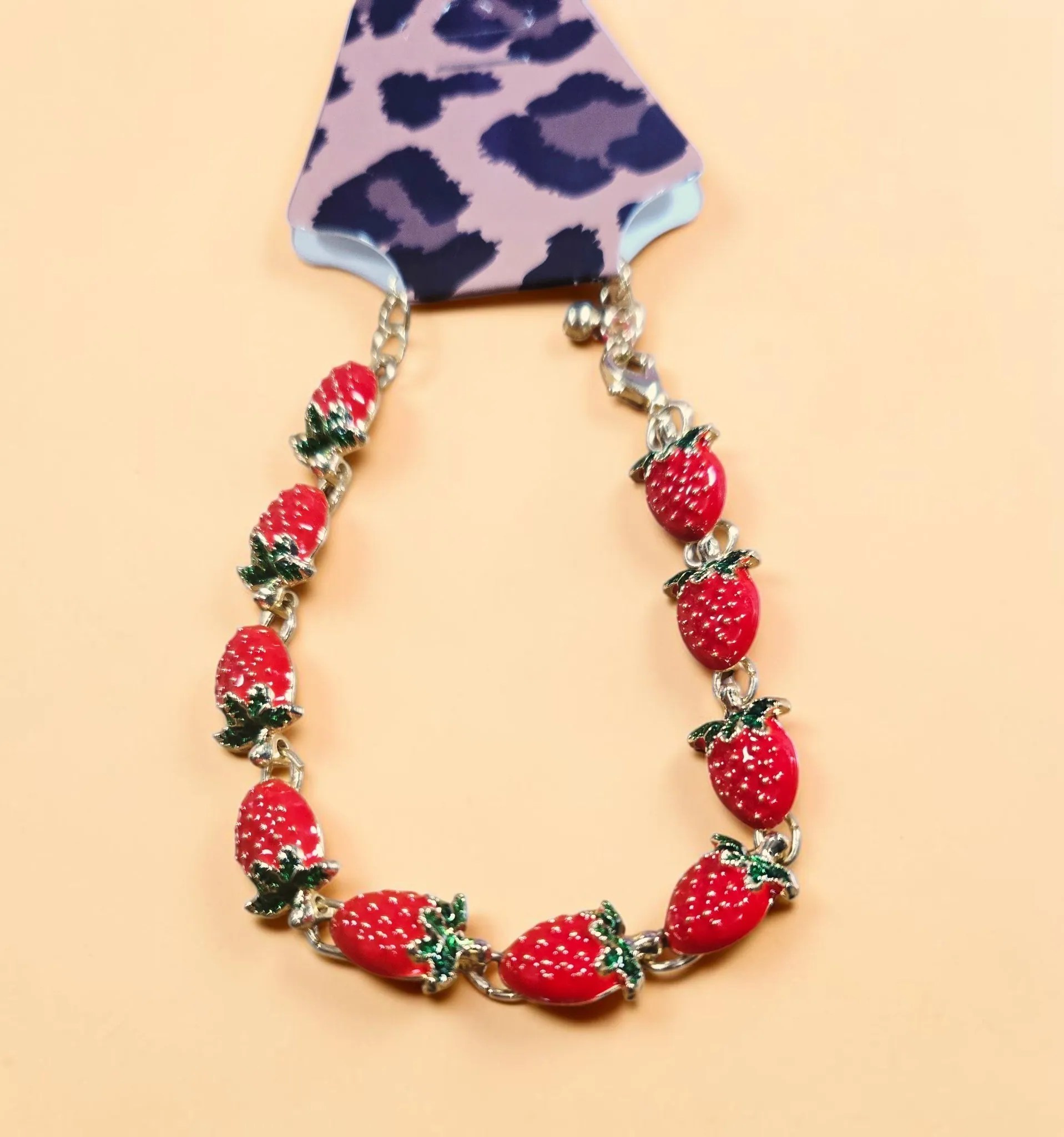 Sweet Berry Enamel Strawberry Link Bracelet image 2