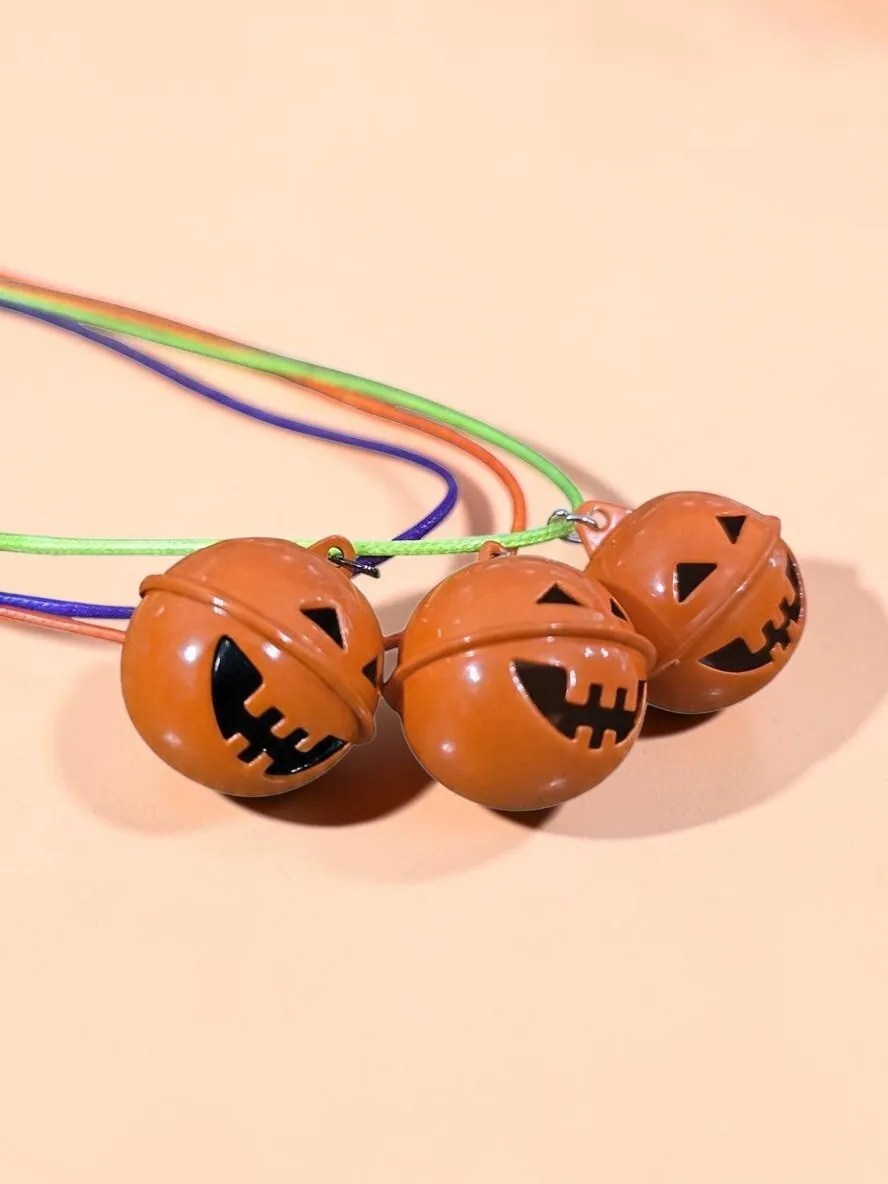 Halloween Jack-O'-Lantern Bell Necklace | Spooky Jingle Bell Pumpkin