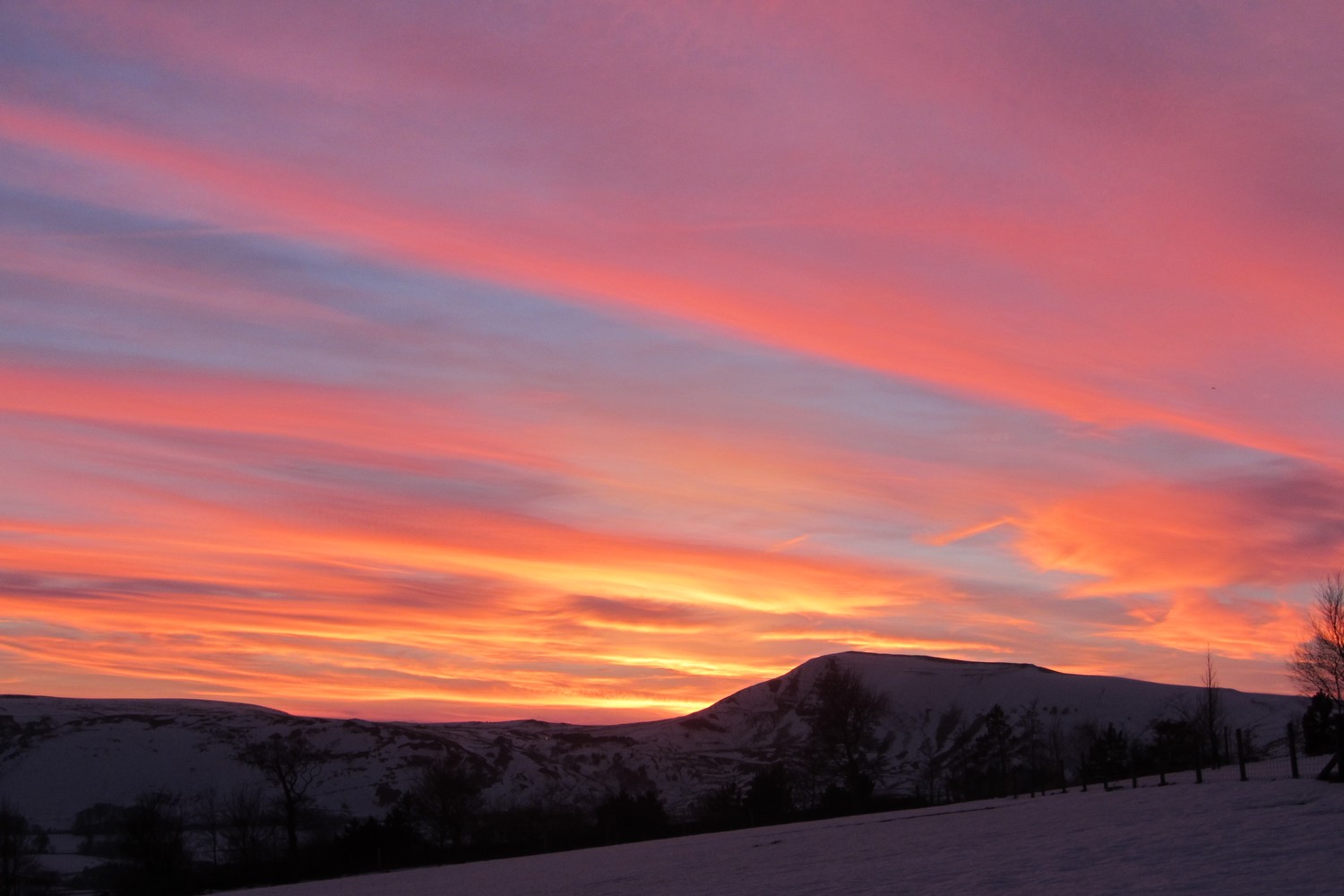 Sunset behind Mam Tor in the west