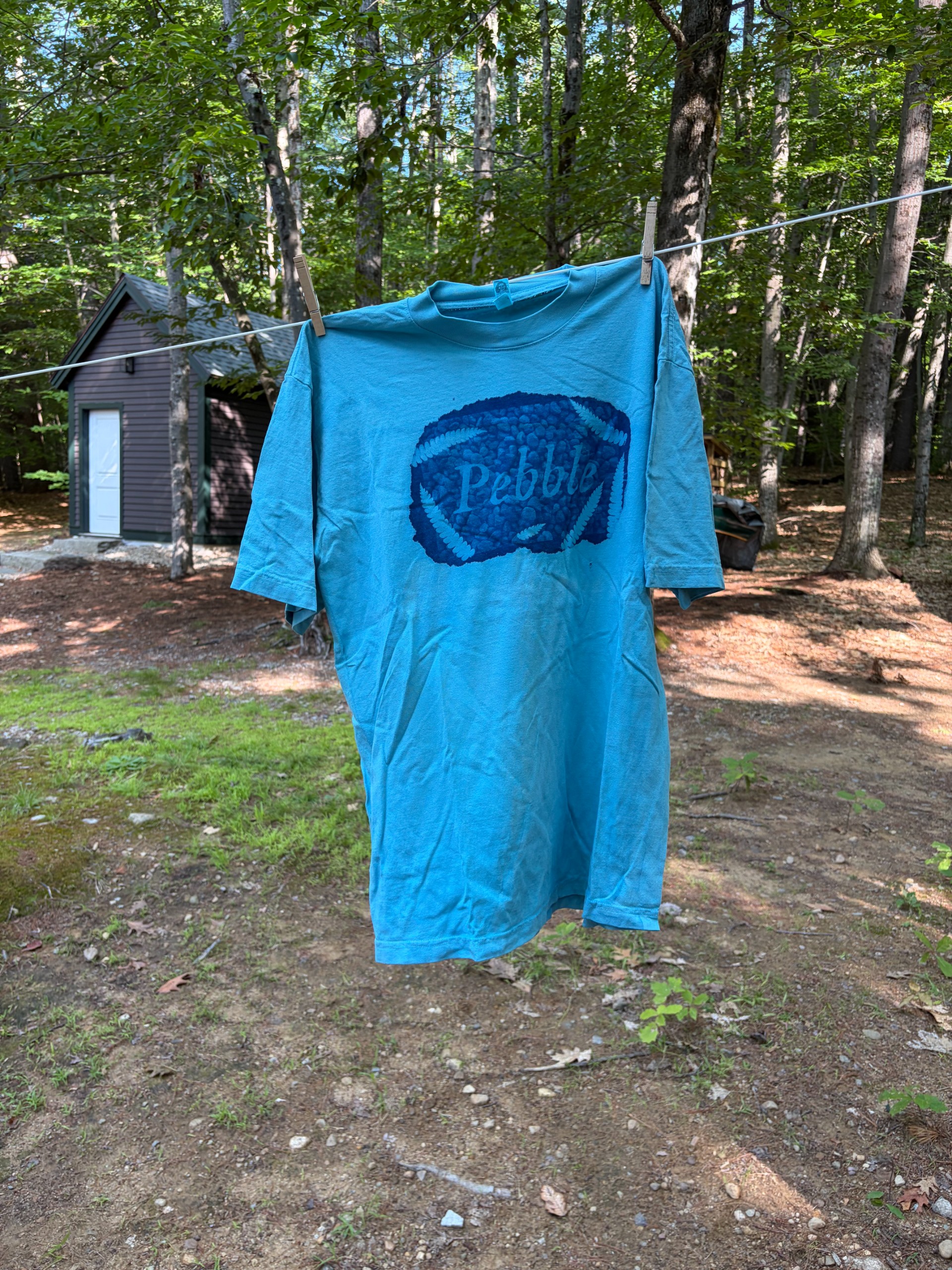 Pebble Cyanotype T-Shirt - Blue Ferns - M