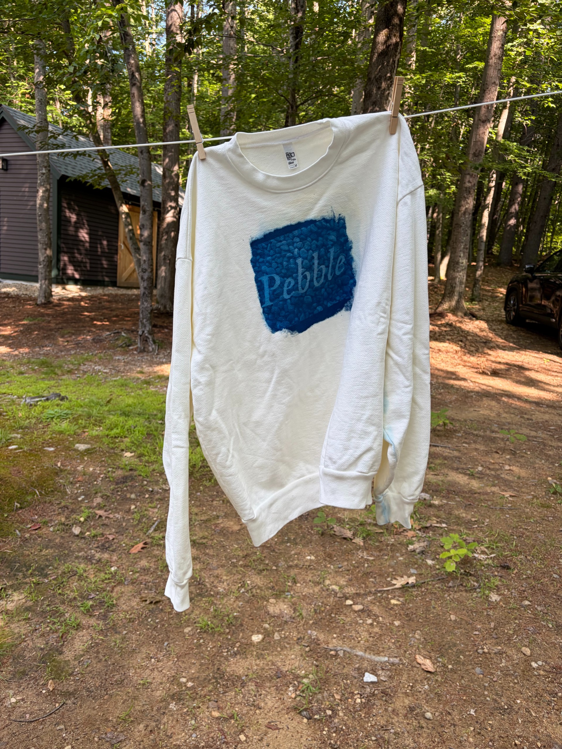 Pebble Cyanotype Creme Crewneck - M