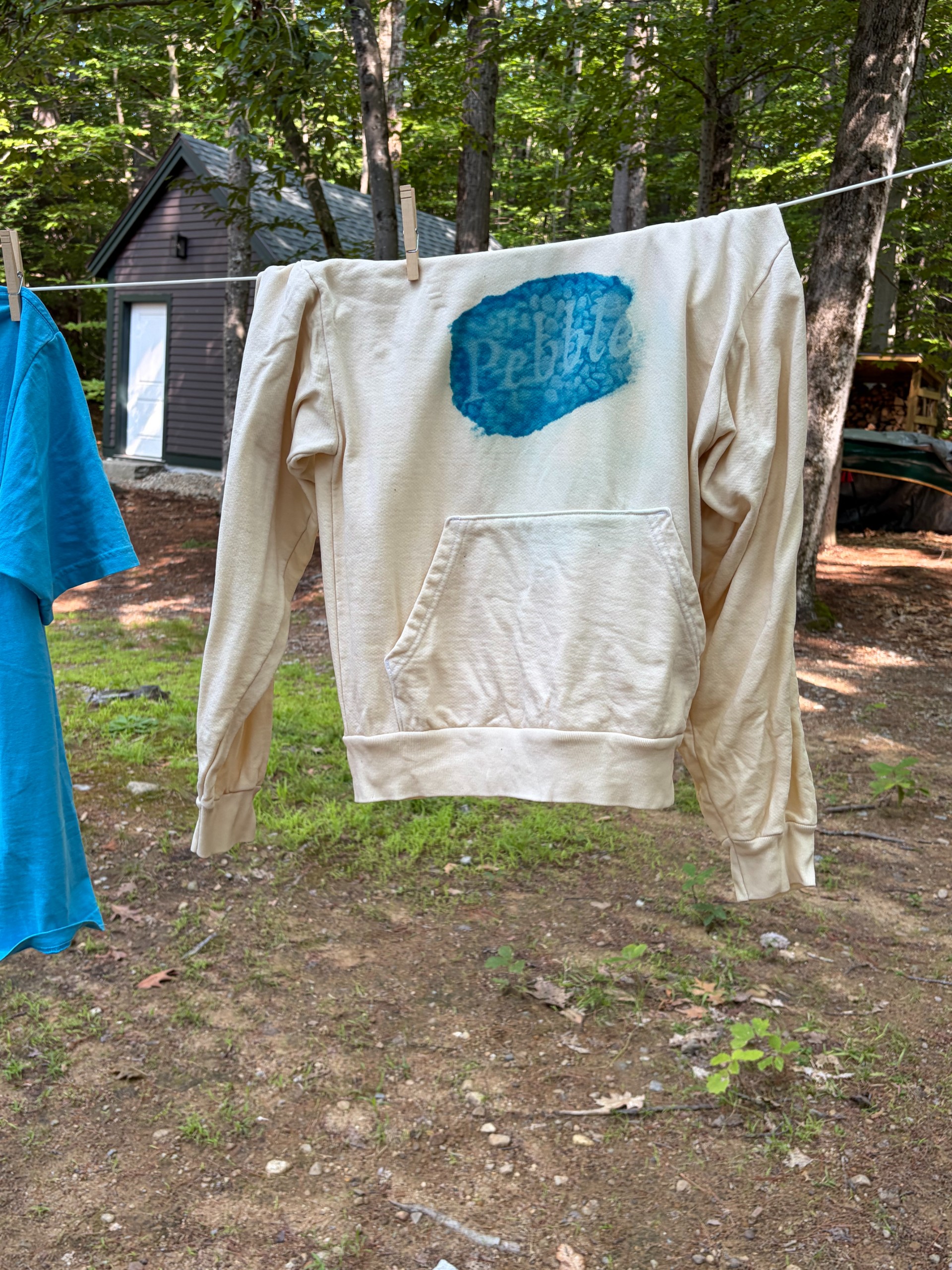 Pebble Cyanotype Creme Hoodie - XS