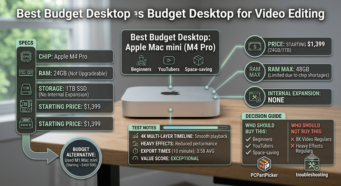 The Mac mini M4 Pro is Apple's stealth weapon. It's half the price of the Mac Studio and handles 4K editing surprisingly well.