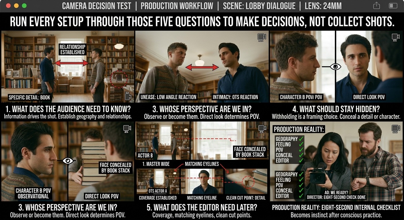 camera angles and shots on a film set. all about location scouting on set