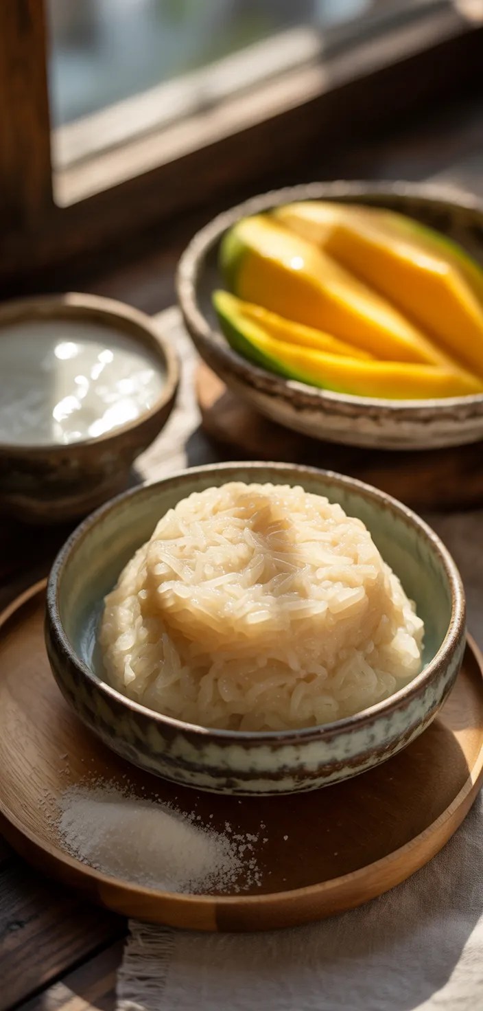 Ingredients photo for Easy Thai Mango Sticky Rice (In Rice Cooker) Recipe Video
